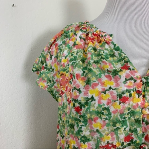 Loft Floral Tiered Peasant Swiss Dot Dress Women’s M Modal Sundress Watercolor - Picture 12 of 17